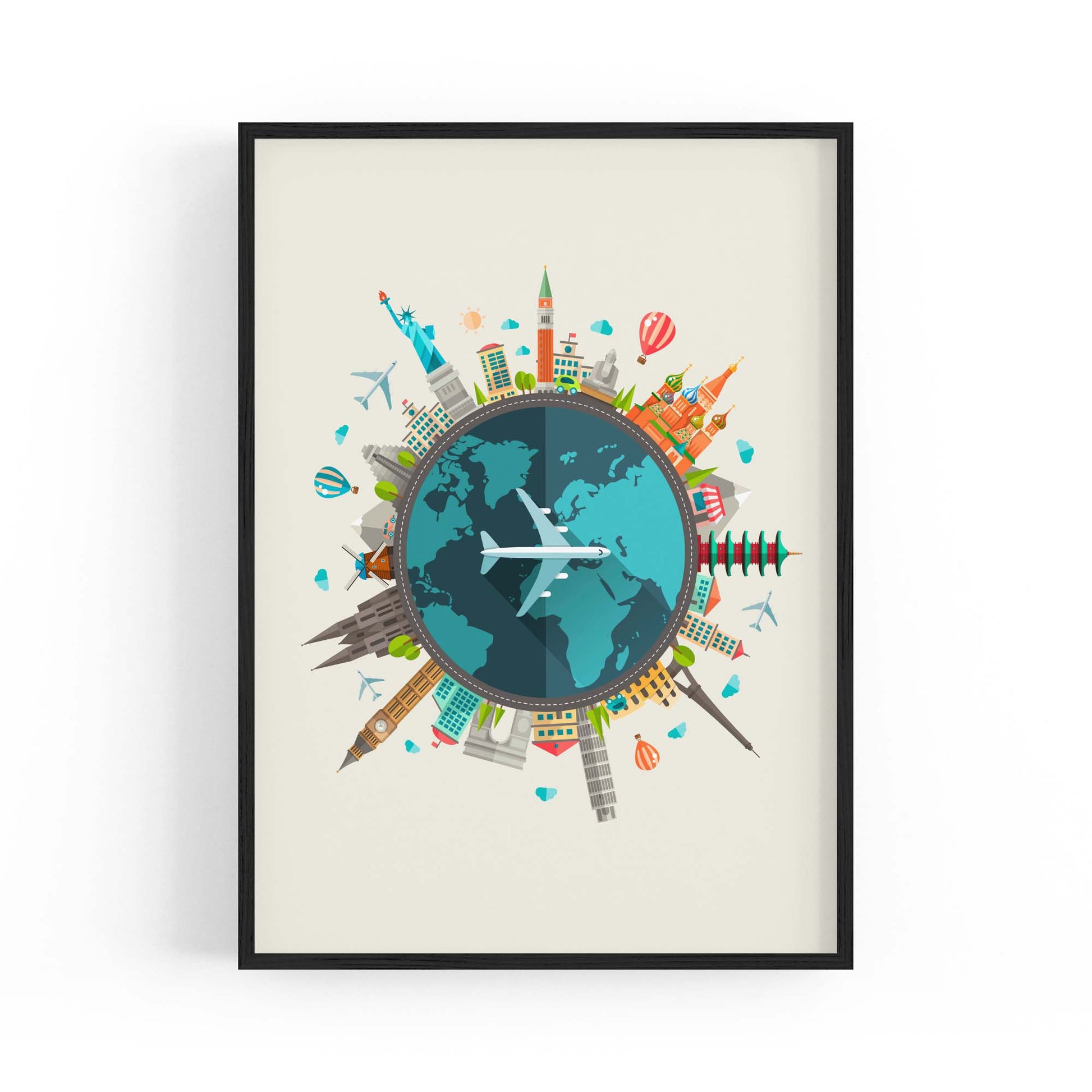 World Travel Retro Landmarks Wall Art - The Affordable Art Company