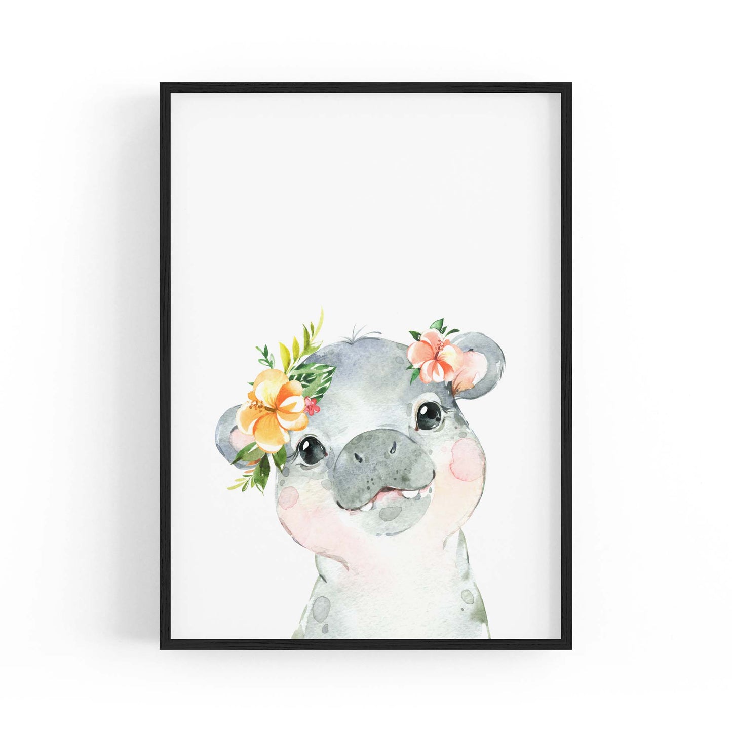 Cute Baby Hippo Nursery Animal Gift Wall Art #2 - The Affordable Art Company