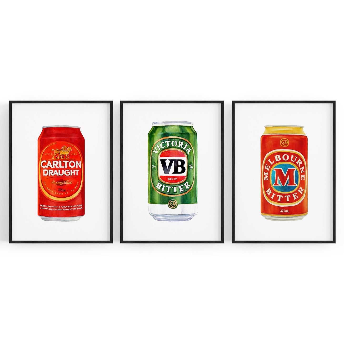Set of Aussie Beer Tinnie Paintings Shed Wall Art - The Affordable Art Company