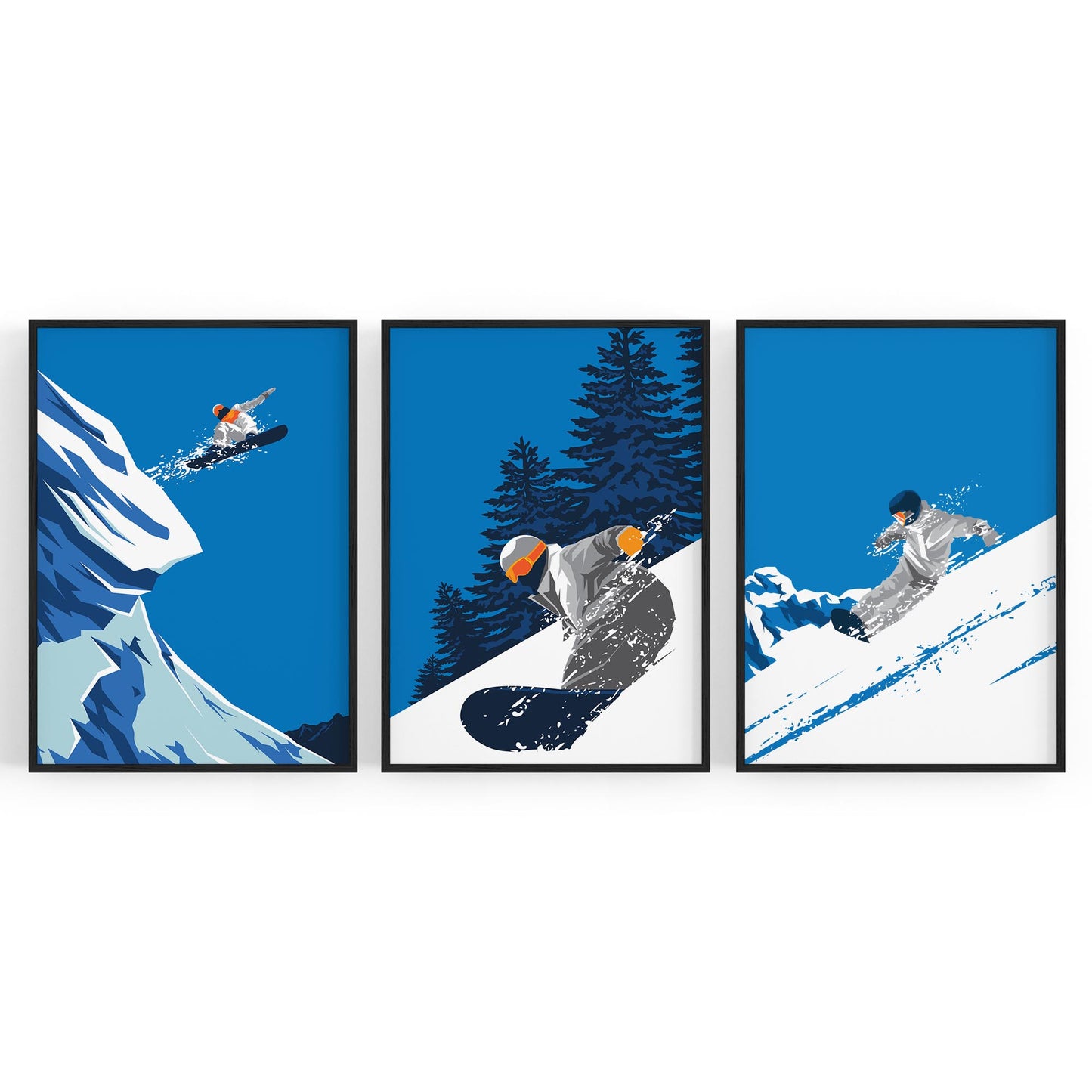 Set of Retro Snowboard Snow Ski Winter Wall Art - The Affordable Art Company