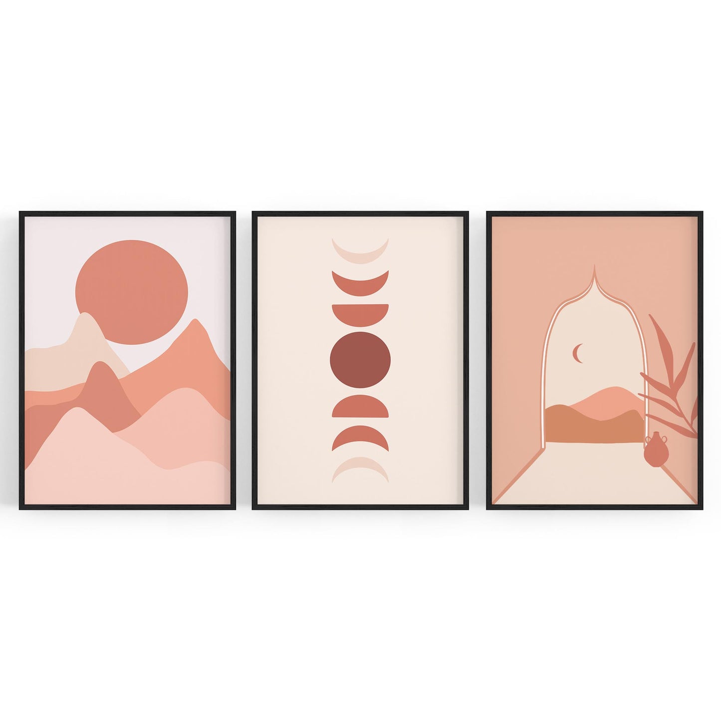 Set of Summer Night Minimal Pink & Pastel Wall Art - The Affordable Art Company