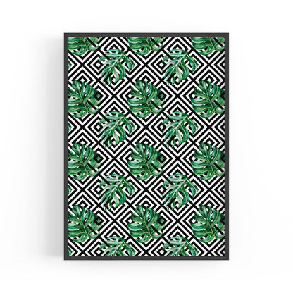 Green Leaves Geometric Nature Wall Art #3 - The Affordable Art Company