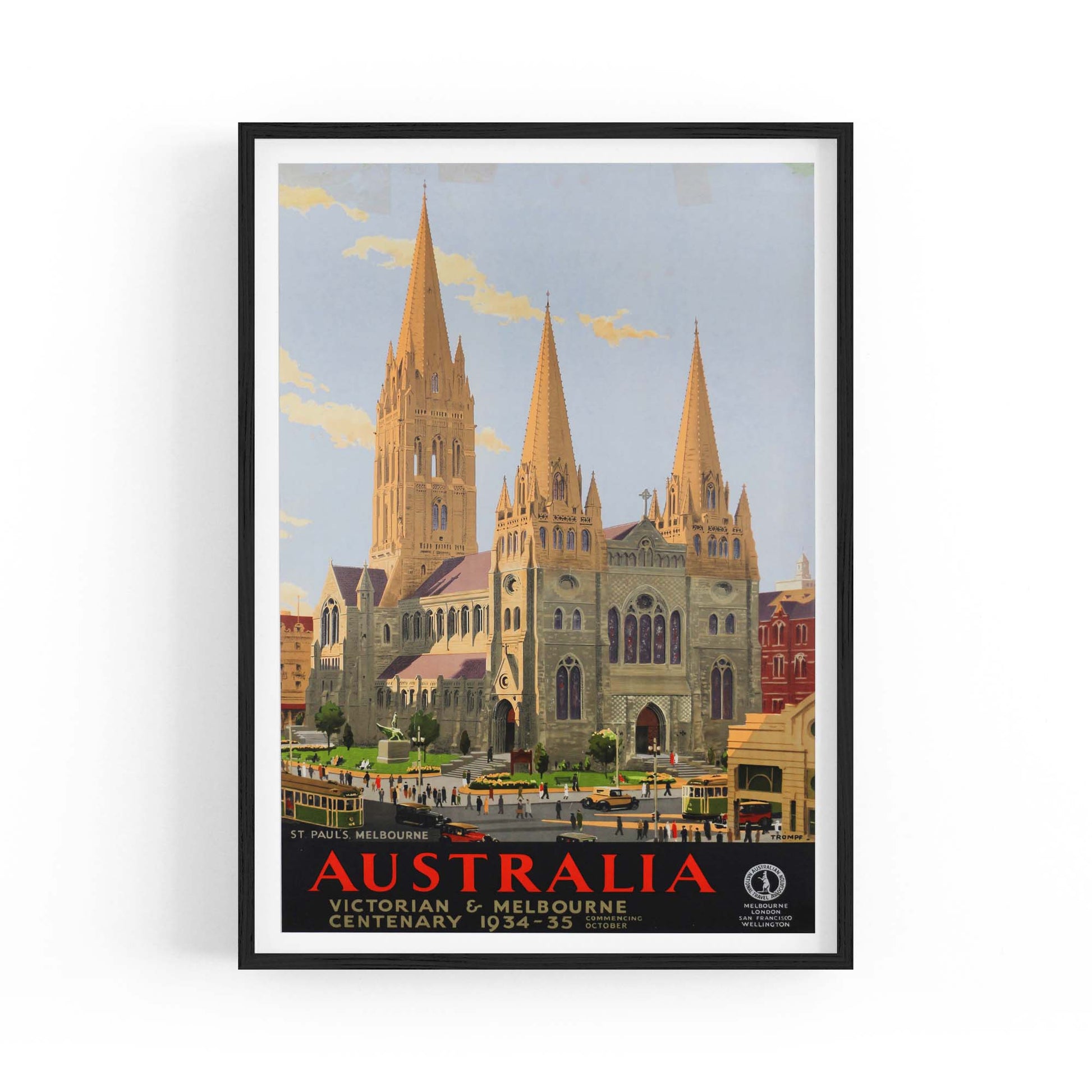 Vintage St Paul's Cathedral Melbourne Advert Art - The Affordable Art Company