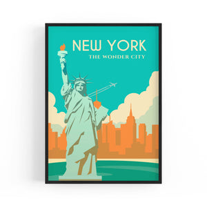 Retro New York USA Vintage Travel Wall Art - The Affordable Art Company
