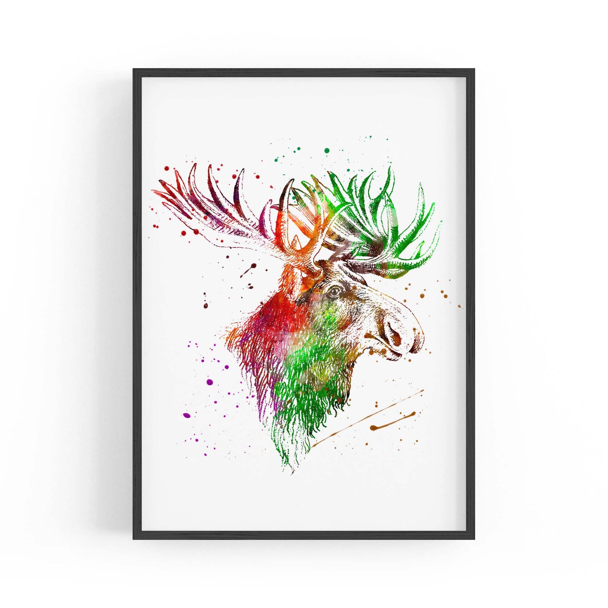 Moose Head Drawing Hunting Man Cave Wall Art #1 - The Affordable Art Company