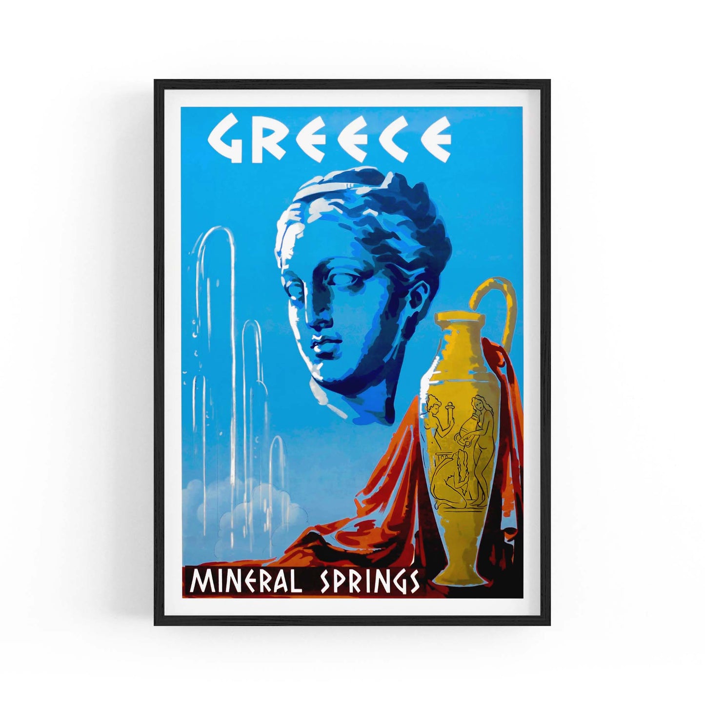 Mineral Springs Greece Vintage Travel Advert Wall Art - The Affordable Art Company