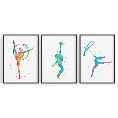 Set of 3 Gymnastics Dance Girls Wall Art - The Affordable Art Company