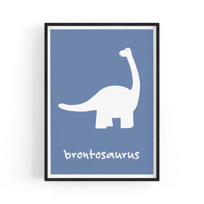 Brontosaurus Blue Dinosaur Nursery Boys Bedroom Art - The Affordable Art Company