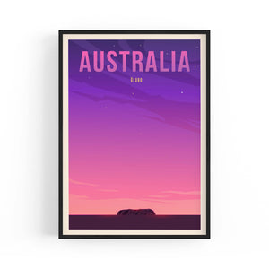 Retro Uluru, Australia Vintage Travel Wall Art - The Affordable Art Company