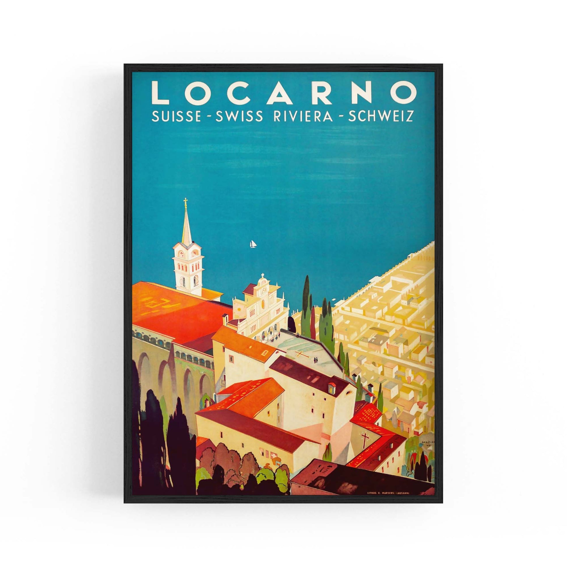 Locarno Switzerland Vintage Travel Advert Wall Art - The Affordable Art Company