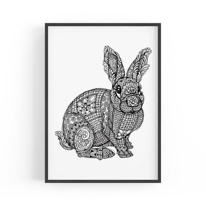 Rabbit Mandala Minimal Drawing Wall Art - The Affordable Art Company
