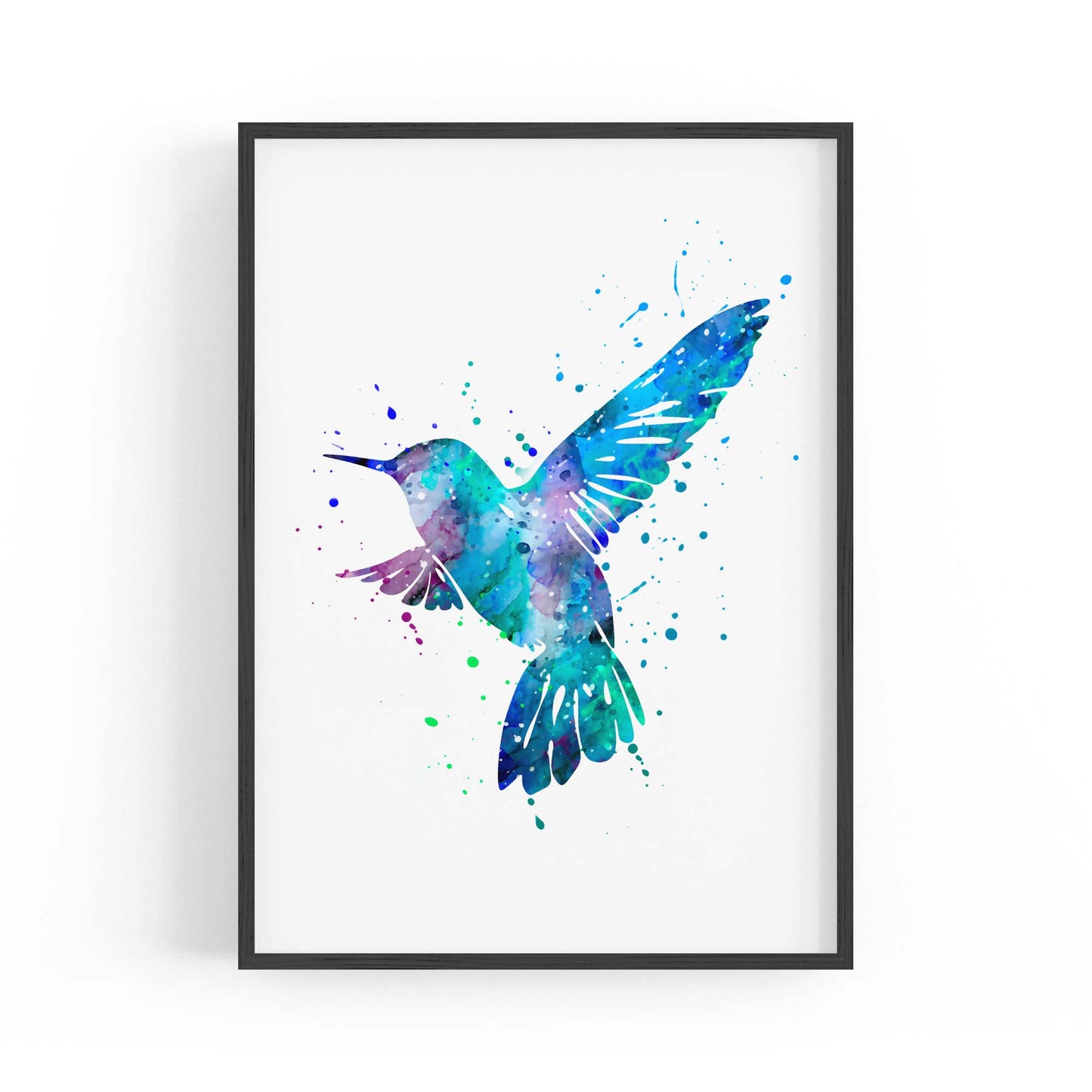 Abstract Blue Humming Bird Cute Artwork Wall Art - The Affordable Art Company