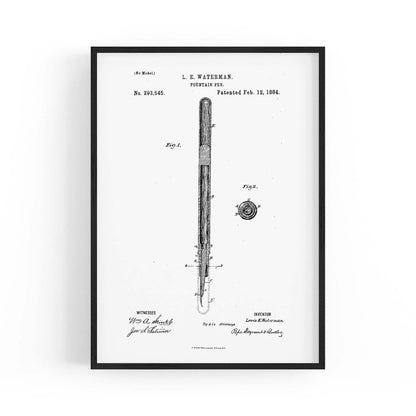 Vintage Fountain Pen Patent Artwork Wall Art #2 - The Affordable Art Company