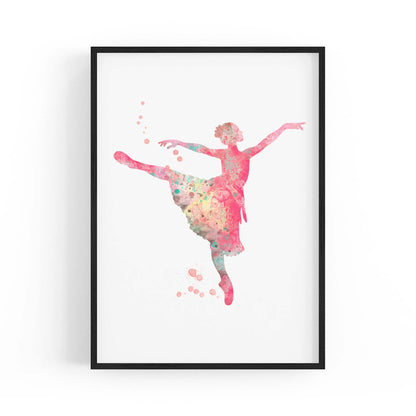 Pink Ballerina Girls Bedroom Ballet Dance Wall Art - The Affordable Art Company