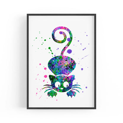 Cute Cat Painting Colourful Animal Wall Art #3 - The Affordable Art Company