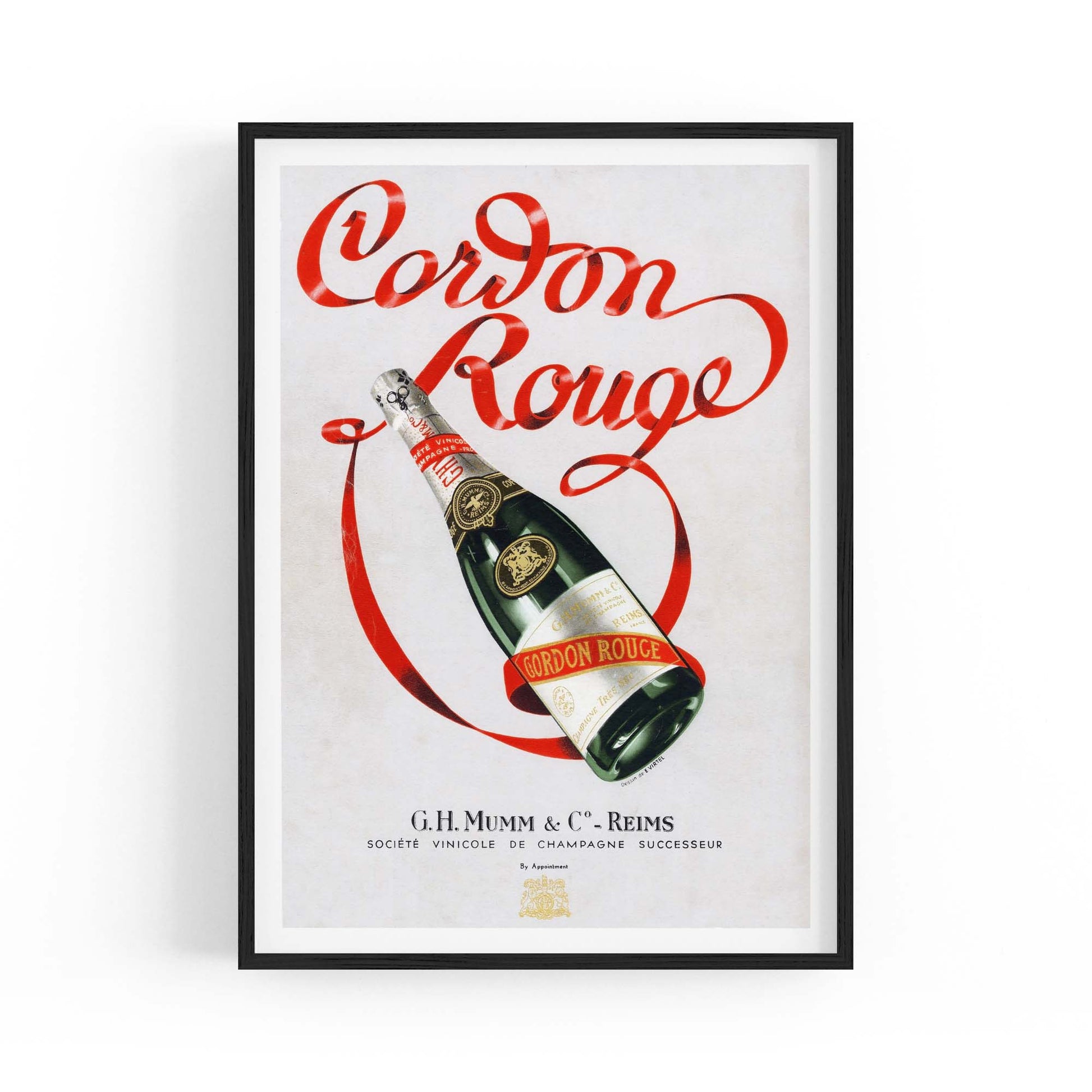 Cordon Rouge Champagne Vintage Drinks Advert Wall Art - The Affordable Art Company
