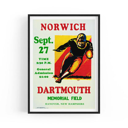 Dartmouth vs Norwich Rugby Vintage Sport Advert Wall Art - The Affordable Art Company