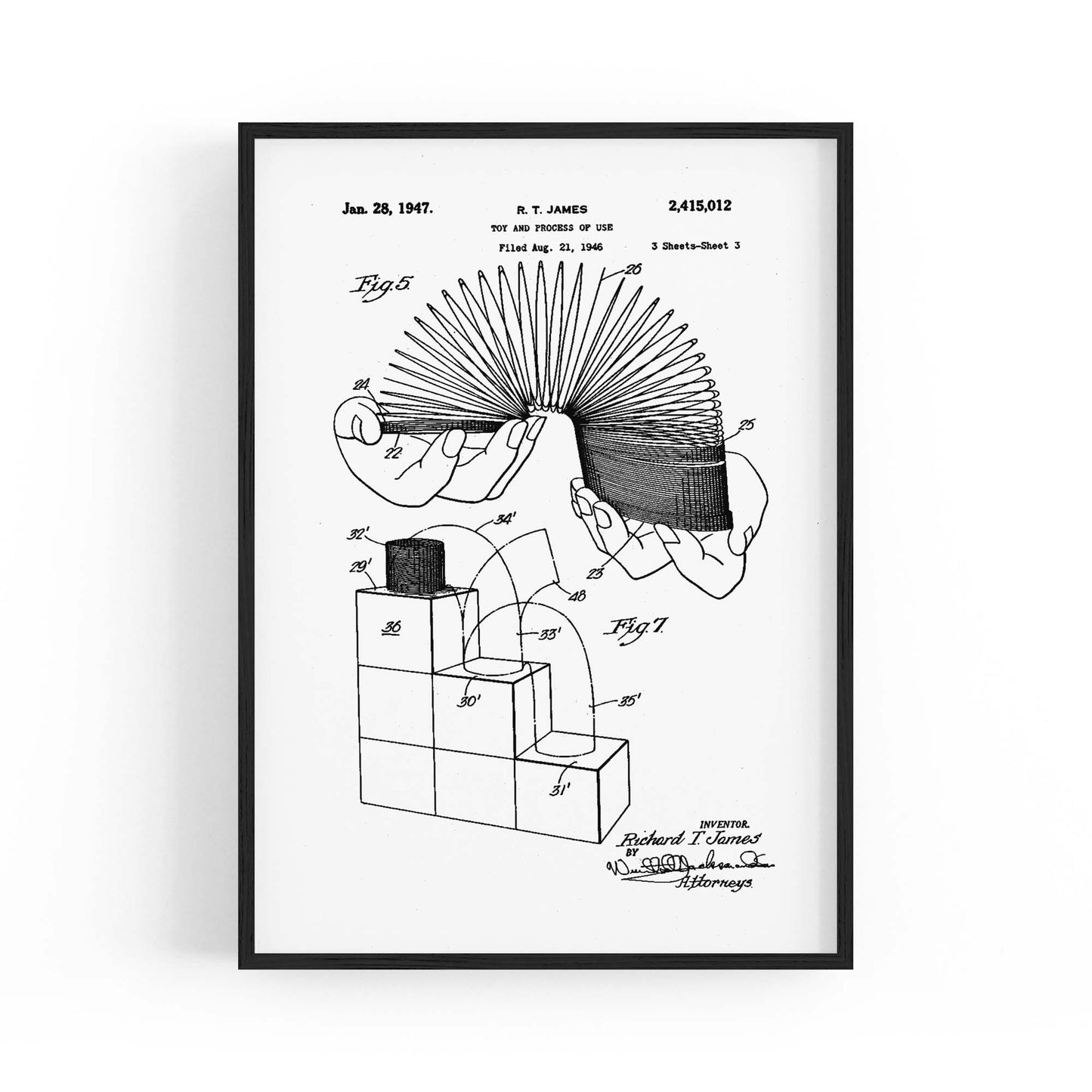 Vintage Slinky Toy Patent Wall Art #2 - The Affordable Art Company