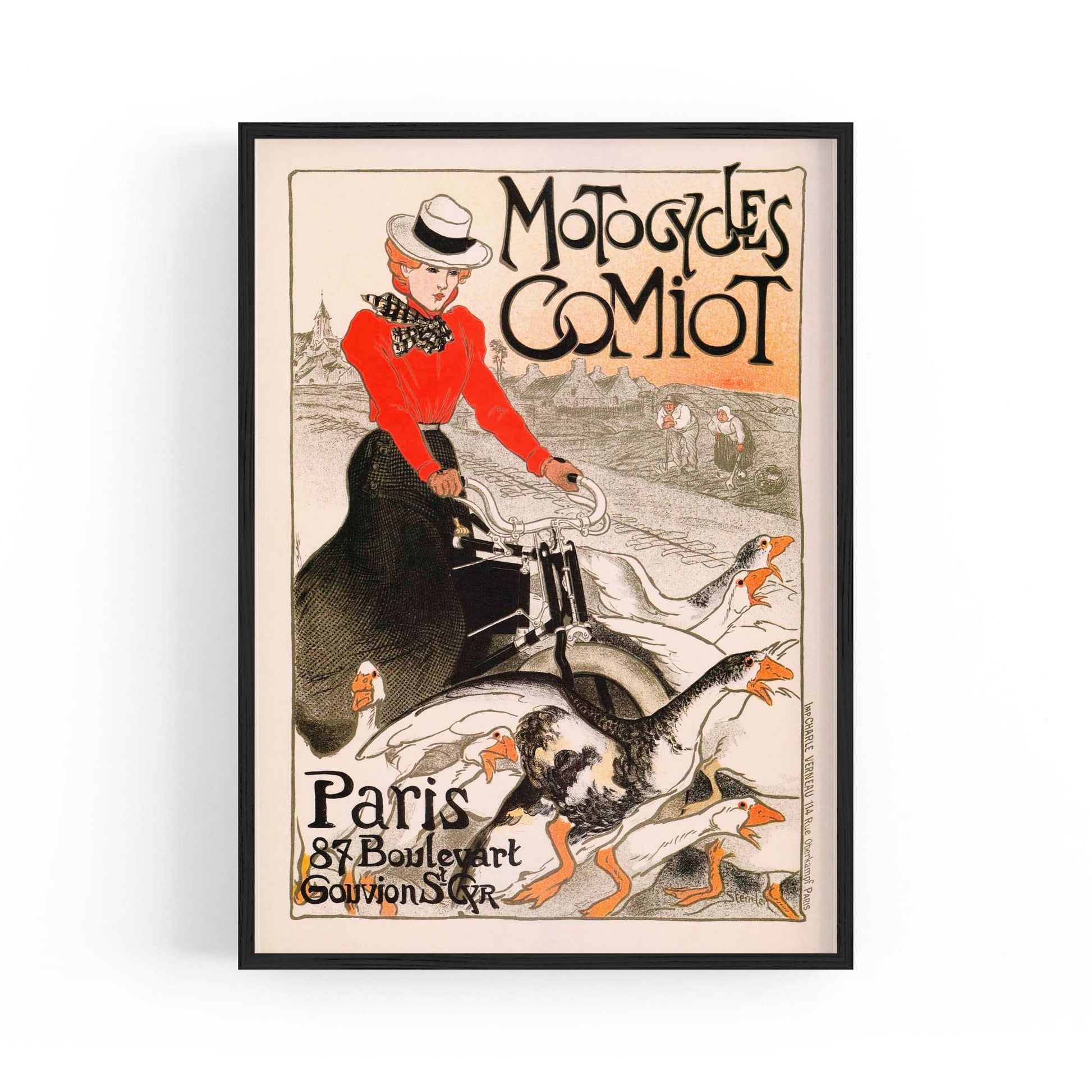 Motorcycles Comiot French Vintage Advert Wall Art - The Affordable Art Company