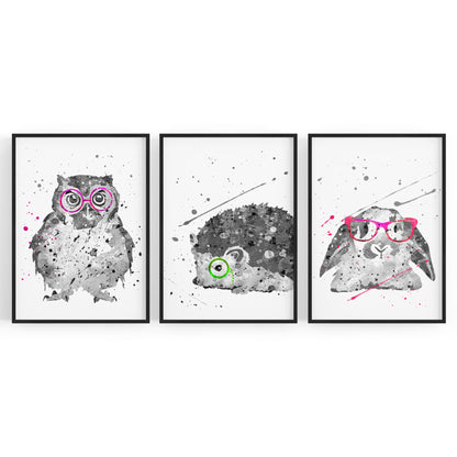 Set of Cute Animals Nursery Baby Wall Art - The Affordable Art Company