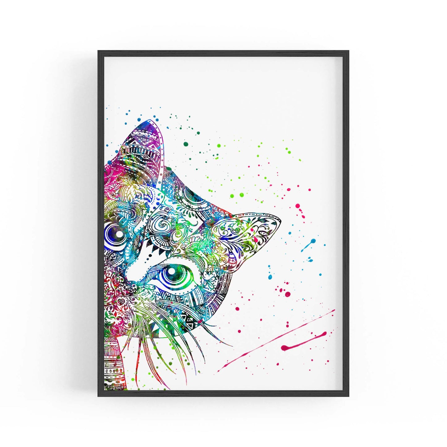 Cat Mandala Cute Animal Pattern Wall Art - The Affordable Art Company