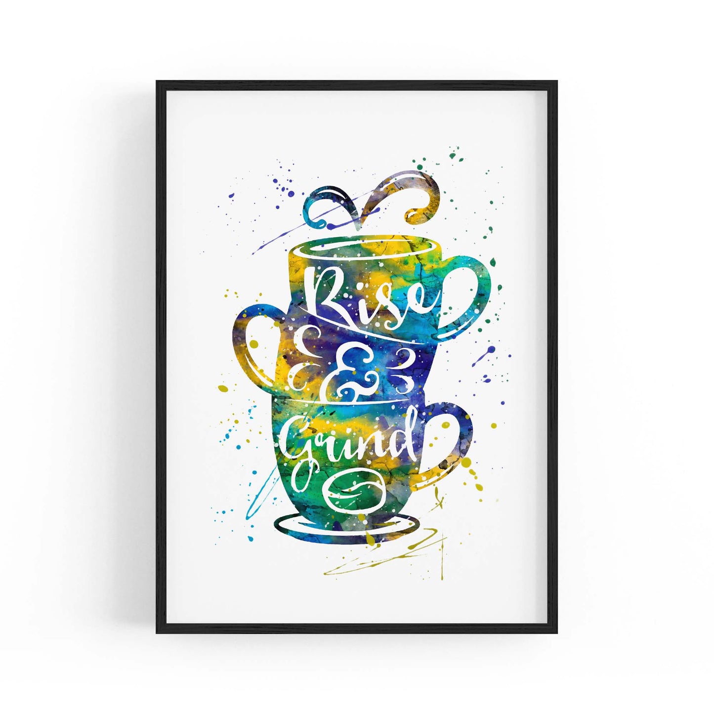 "Rise & Grind" Cafe Coffee Kitchen Morning Wall Art - The Affordable Art Company