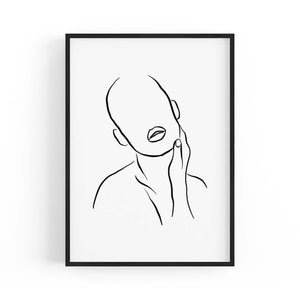 Thoughtful Female Minimal Line Drawing Wall Art - The Affordable Art Company