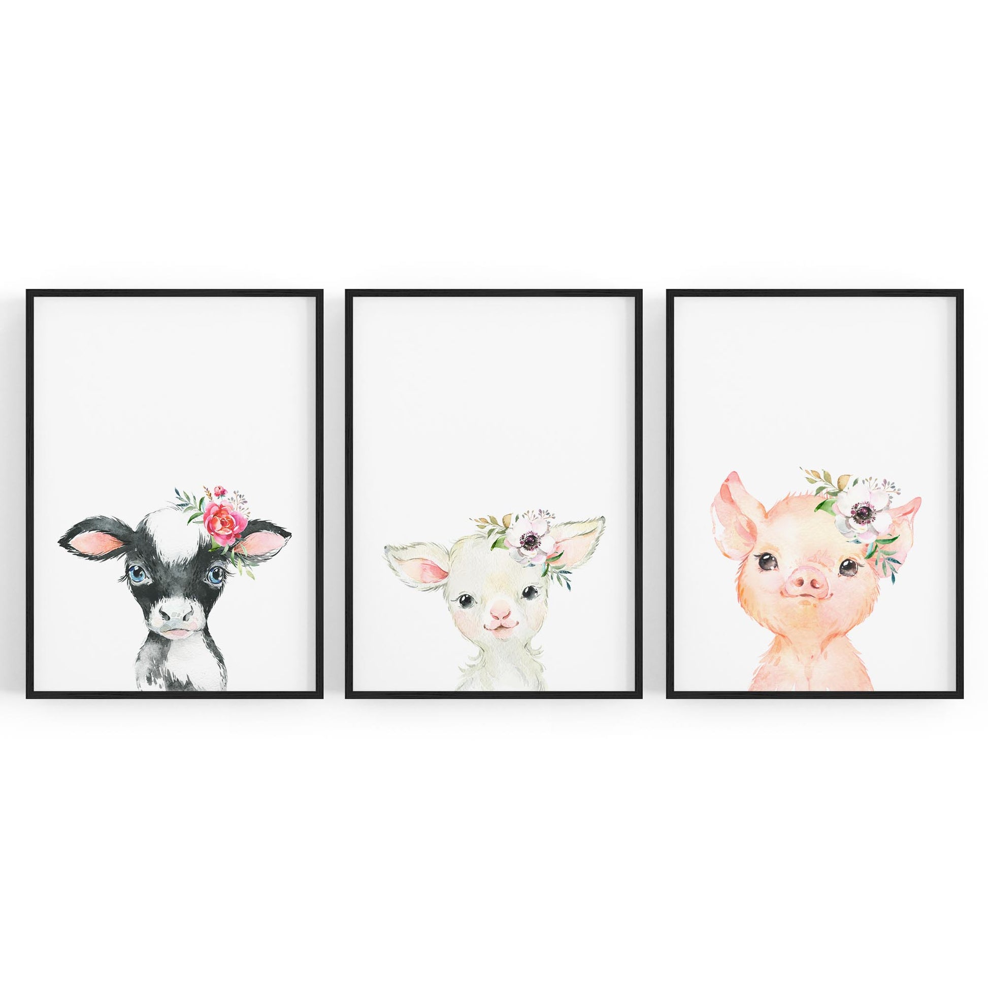 Set of Cute Baby Farm Animals Nursery Wall Art #1 - The Affordable Art Company