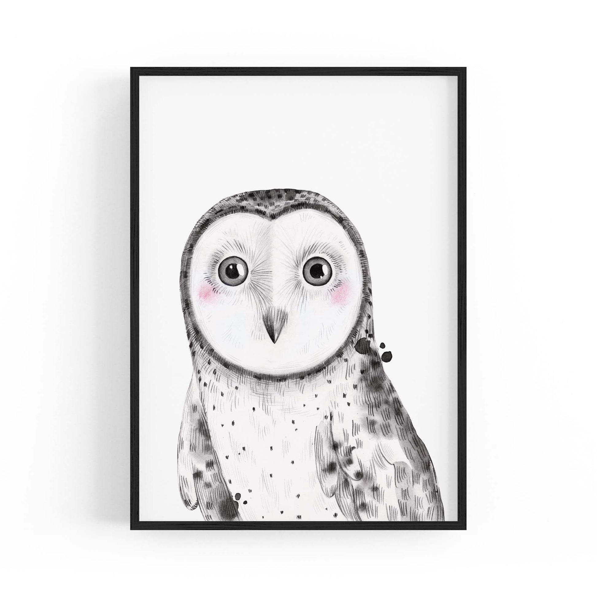 Cute Blushing Baby Owl Nursery Animal Wall Art - The Affordable Art Company