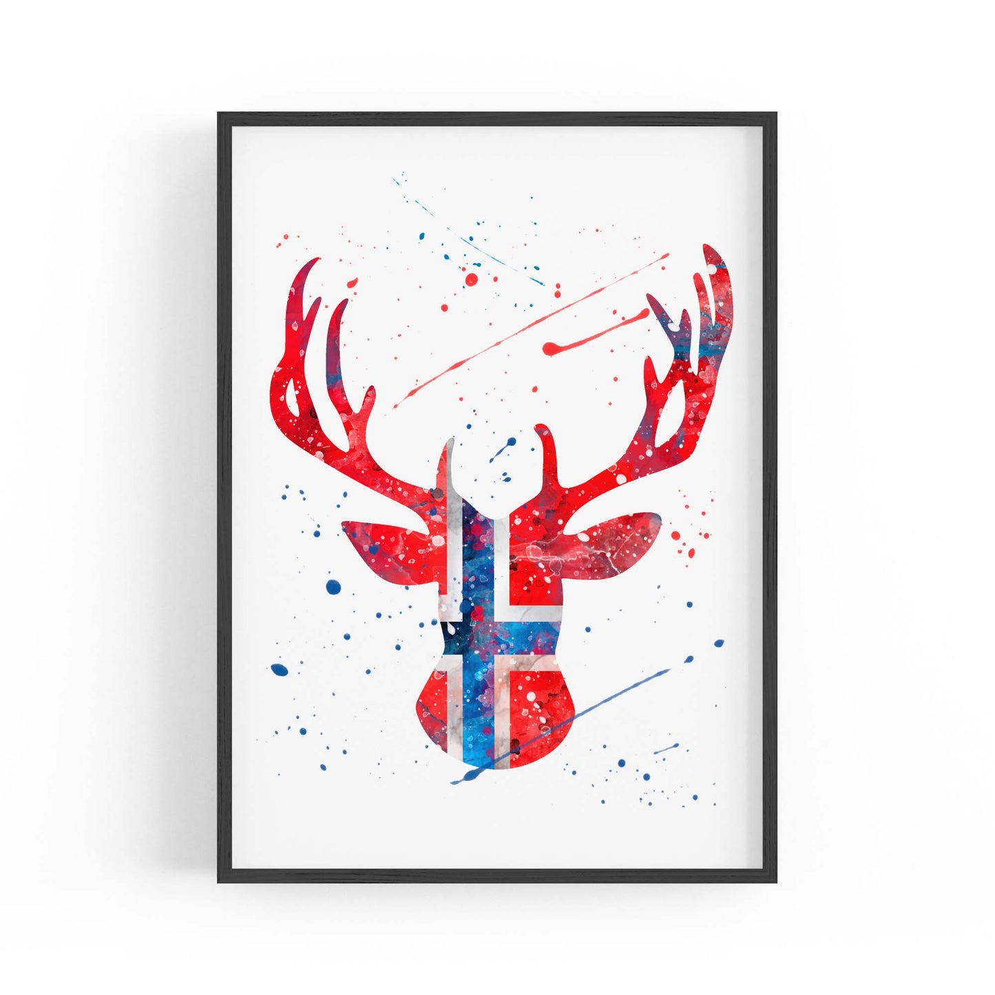 Norwegian Flag Deer Painting Wall Art - The Affordable Art Company