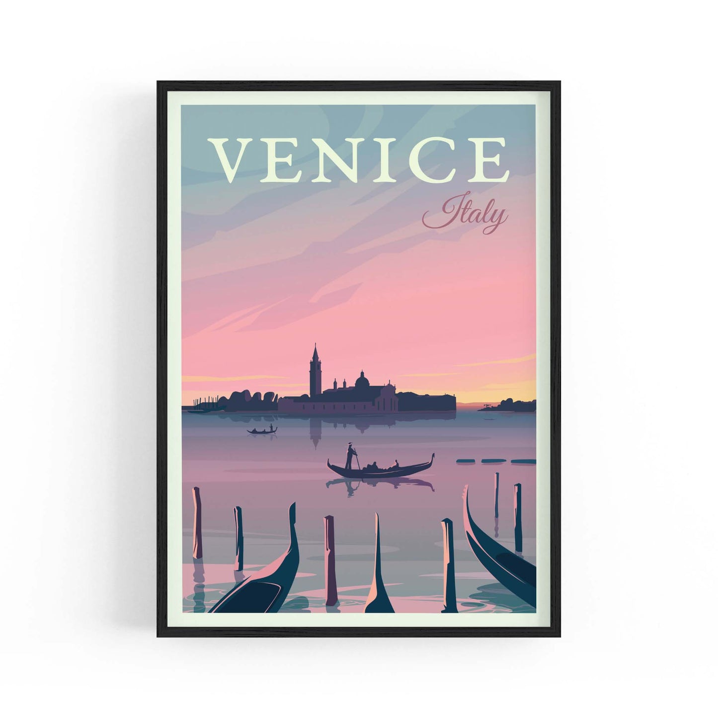 Retro Venice Italy Vintage Travel European Wall Art - The Affordable Art Company