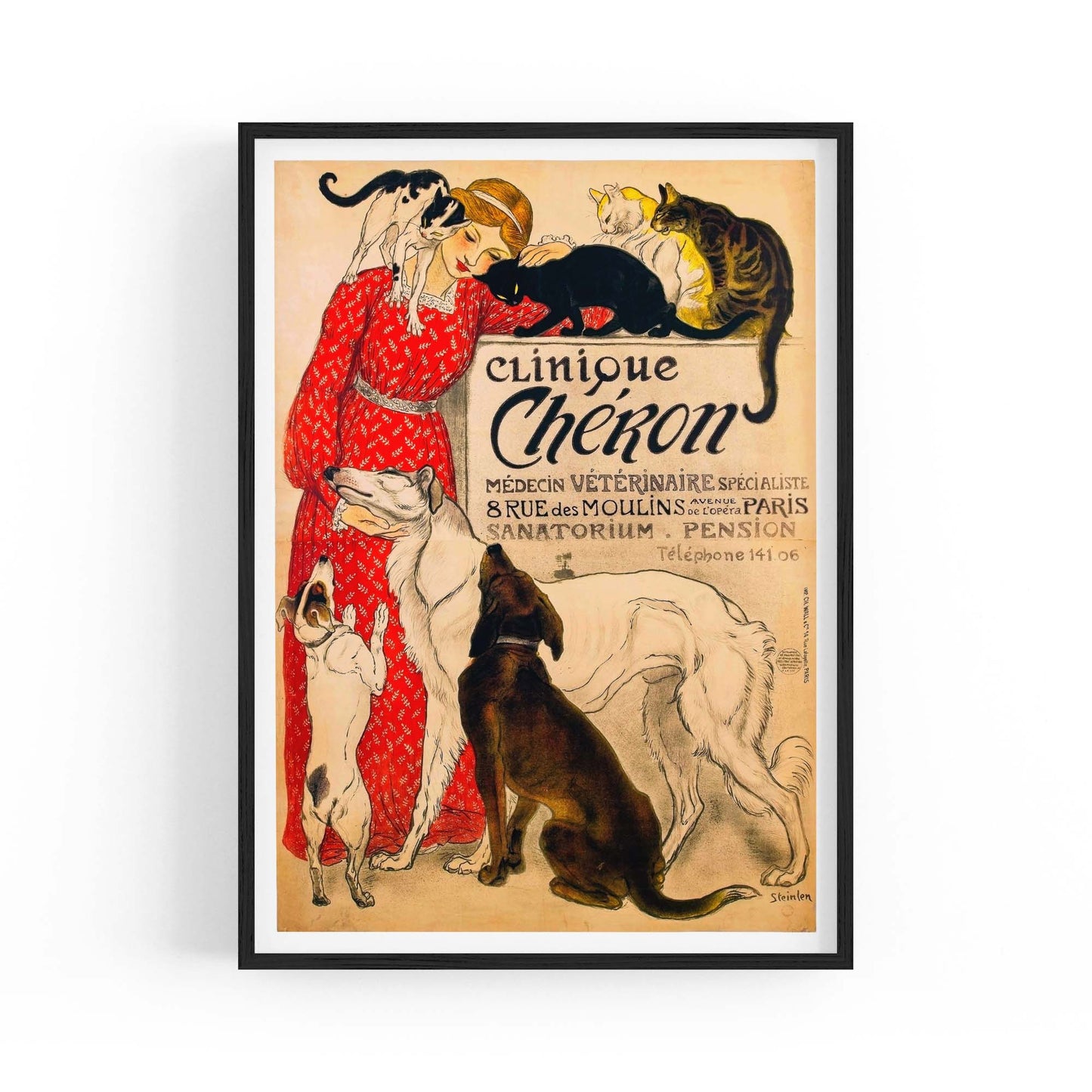 French Cheron Animal Vintage Advert Wall Art - The Affordable Art Company