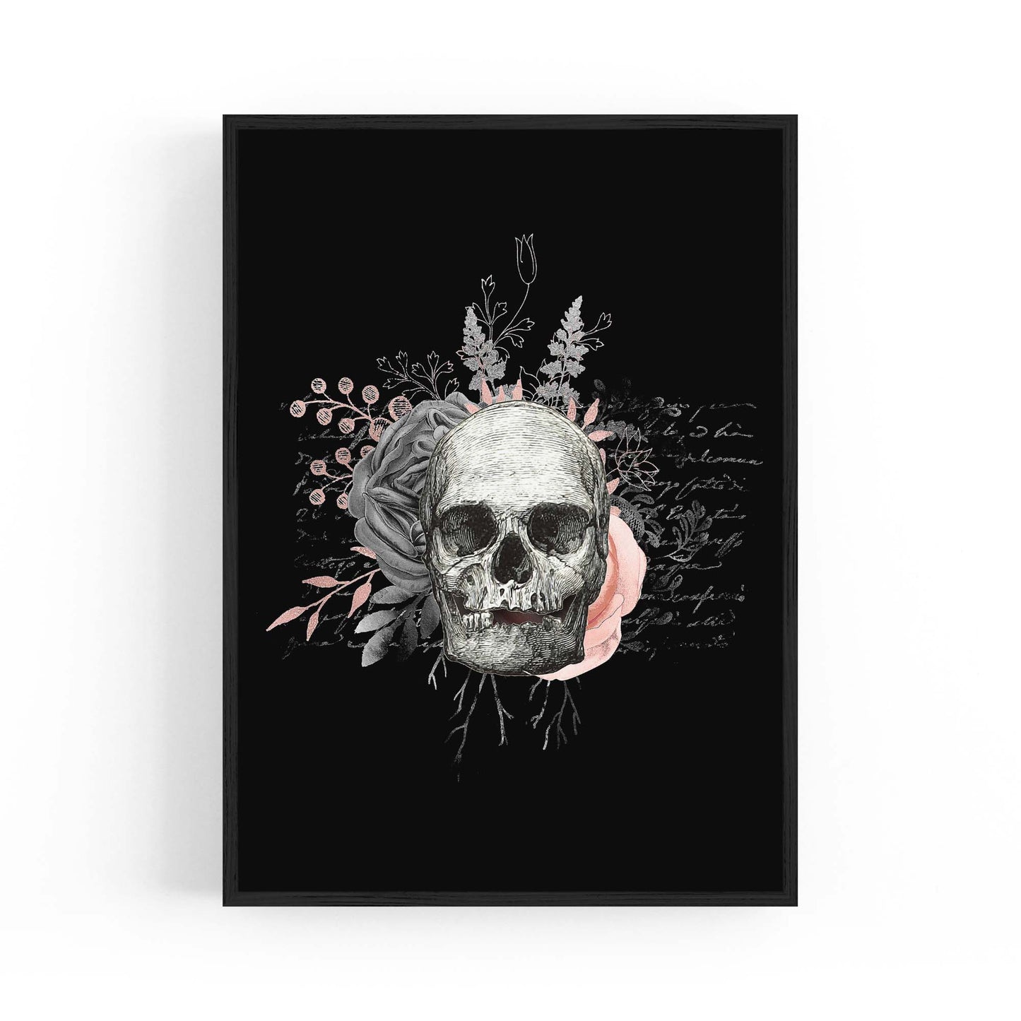 Pink Floral Skull Fashion Girls Bedroom Wall Art #2 - The Affordable Art Company