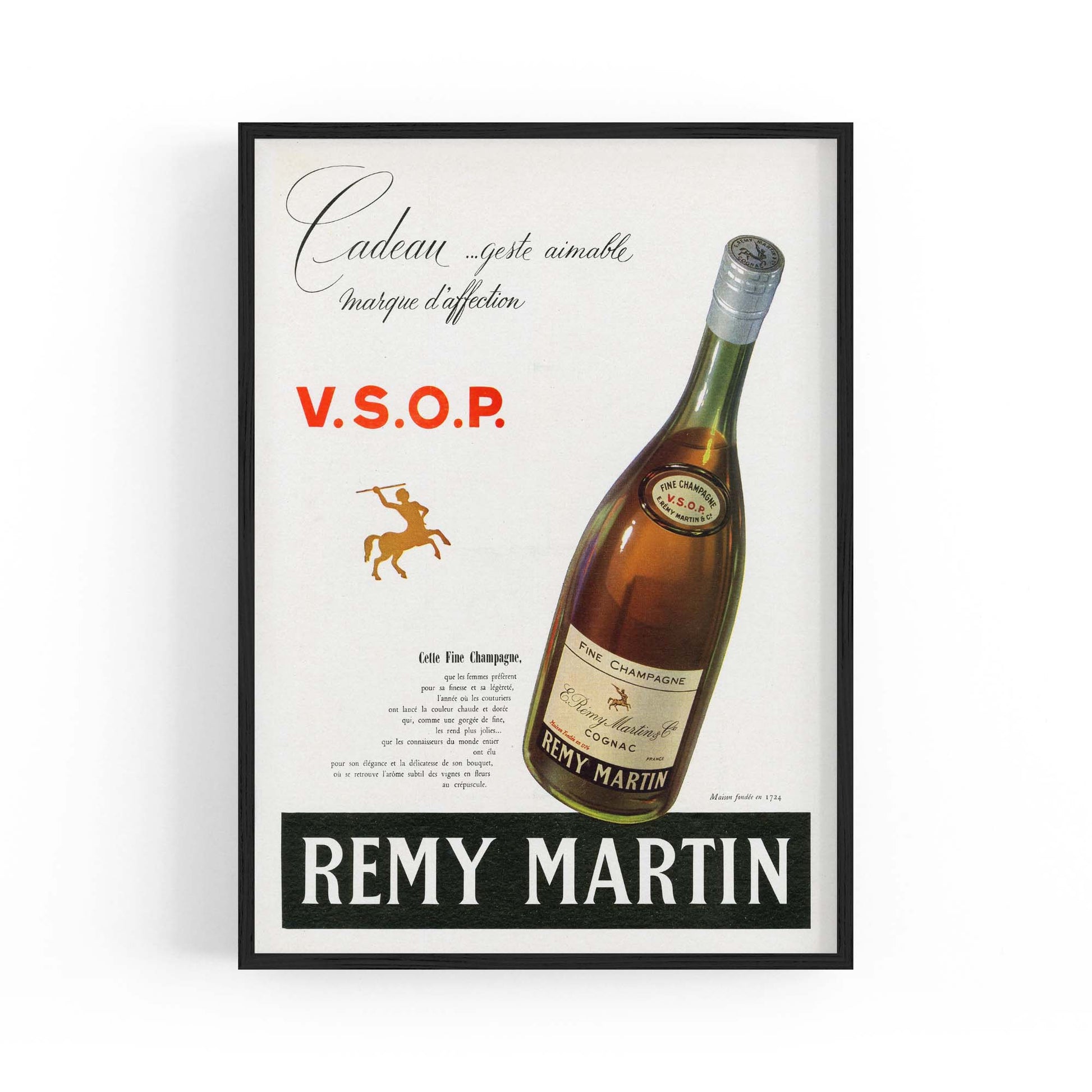 Remy Martin Cognac Champagne Vintage Drinks Advert Wall Art - The Affordable Art Company