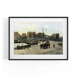 Queens Bridge Melbourne Vintage Photograph Art - The Affordable Art Company