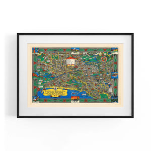Vintage Melbourne Cartoon Map Wall Art - The Affordable Art Company