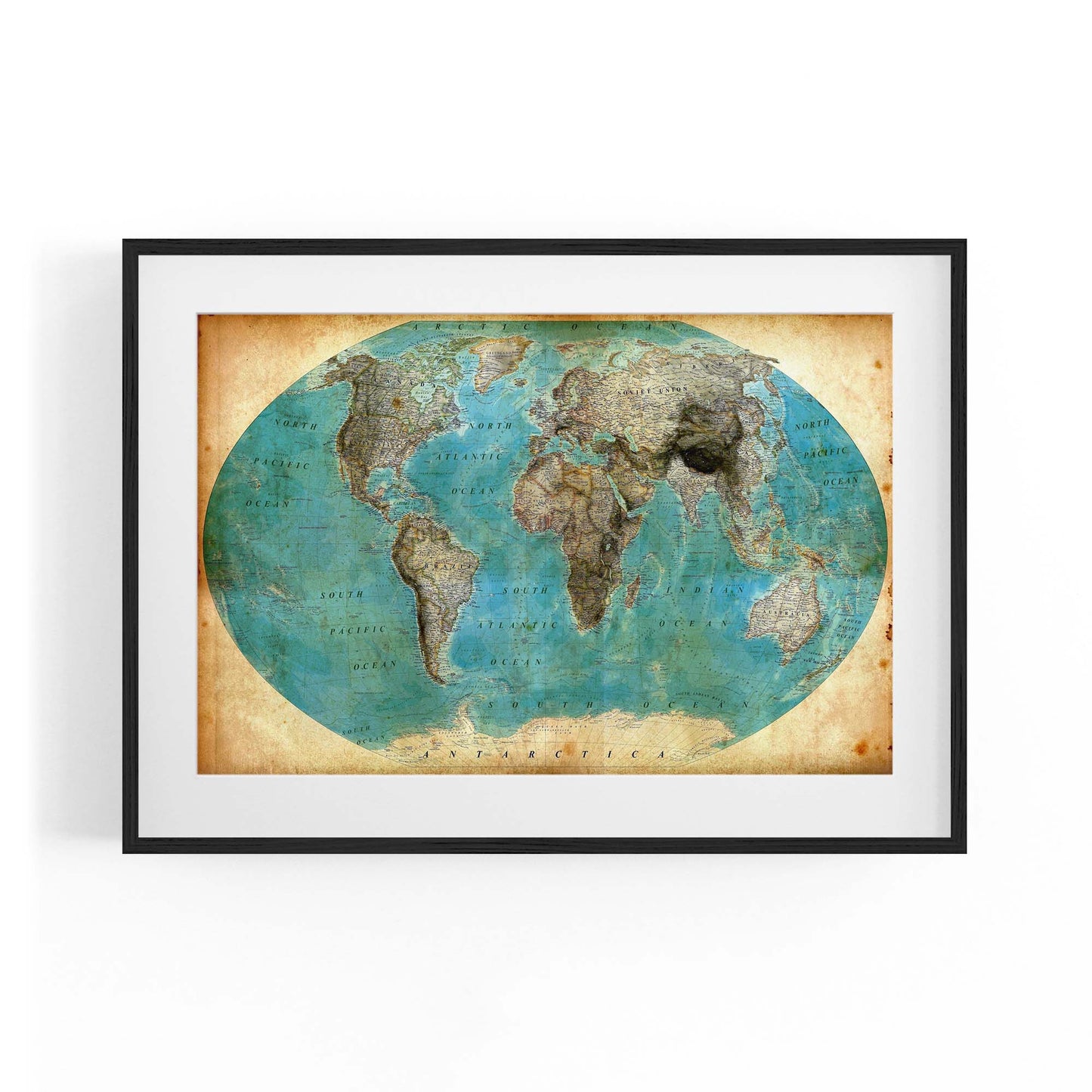 Vintage World Map Old Wall Art #5 - The Affordable Art Company