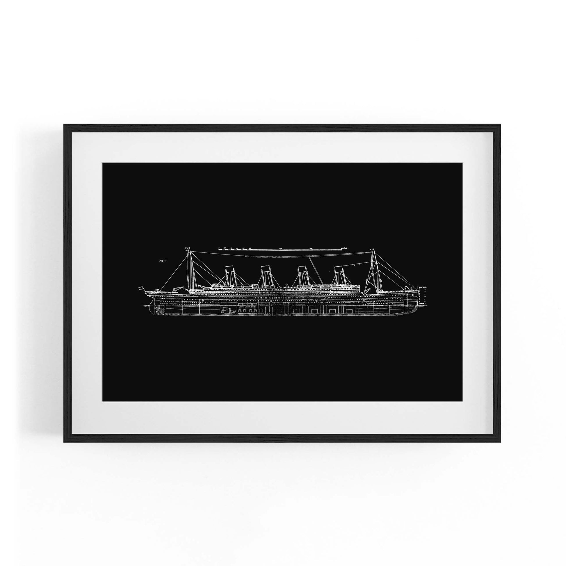 Vintage Titanic Plans Schematic White Wall Art #2 - The Affordable Art Company