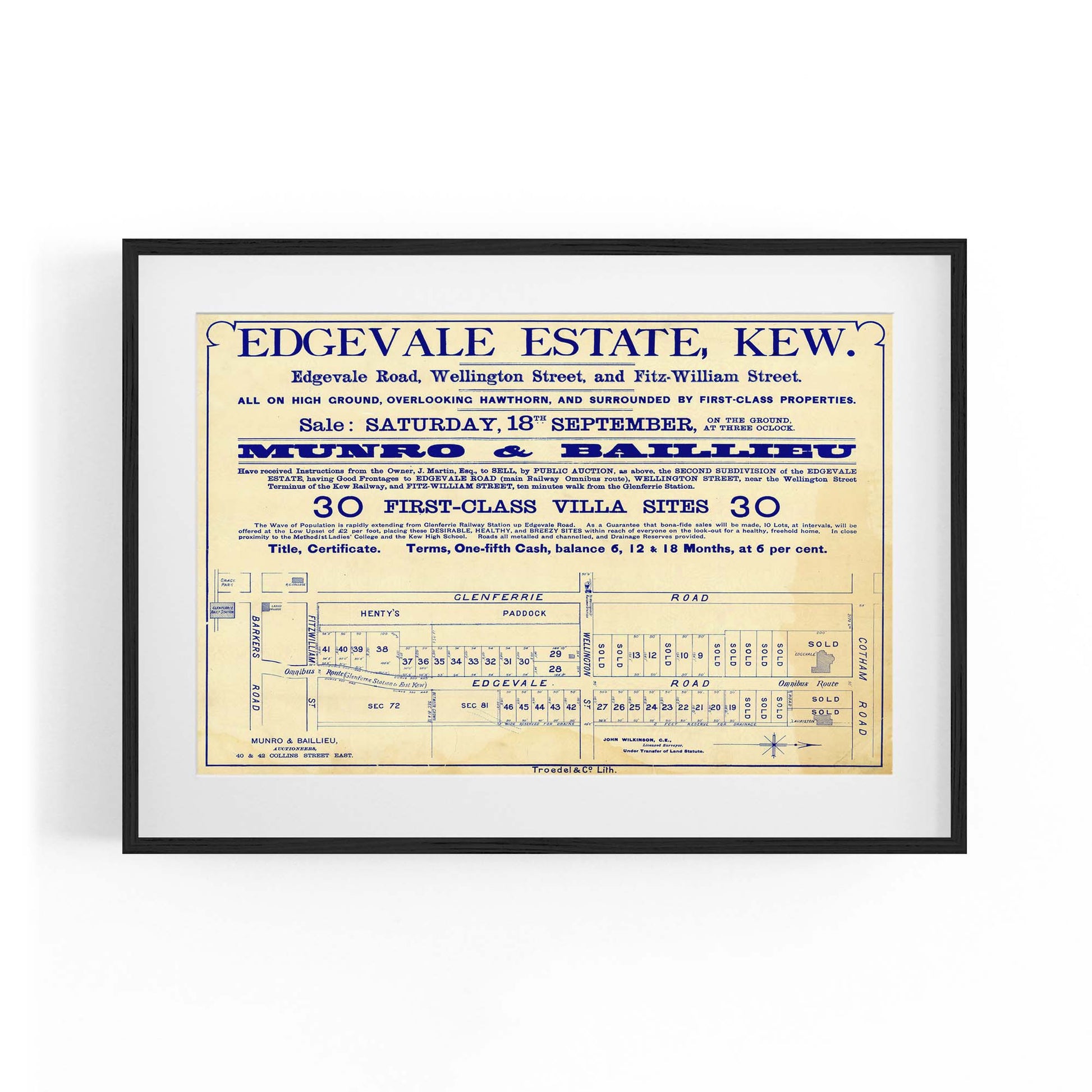 Kew Melbourne Vintage Real Estate Advert Wall Art #3 - The Affordable Art Company