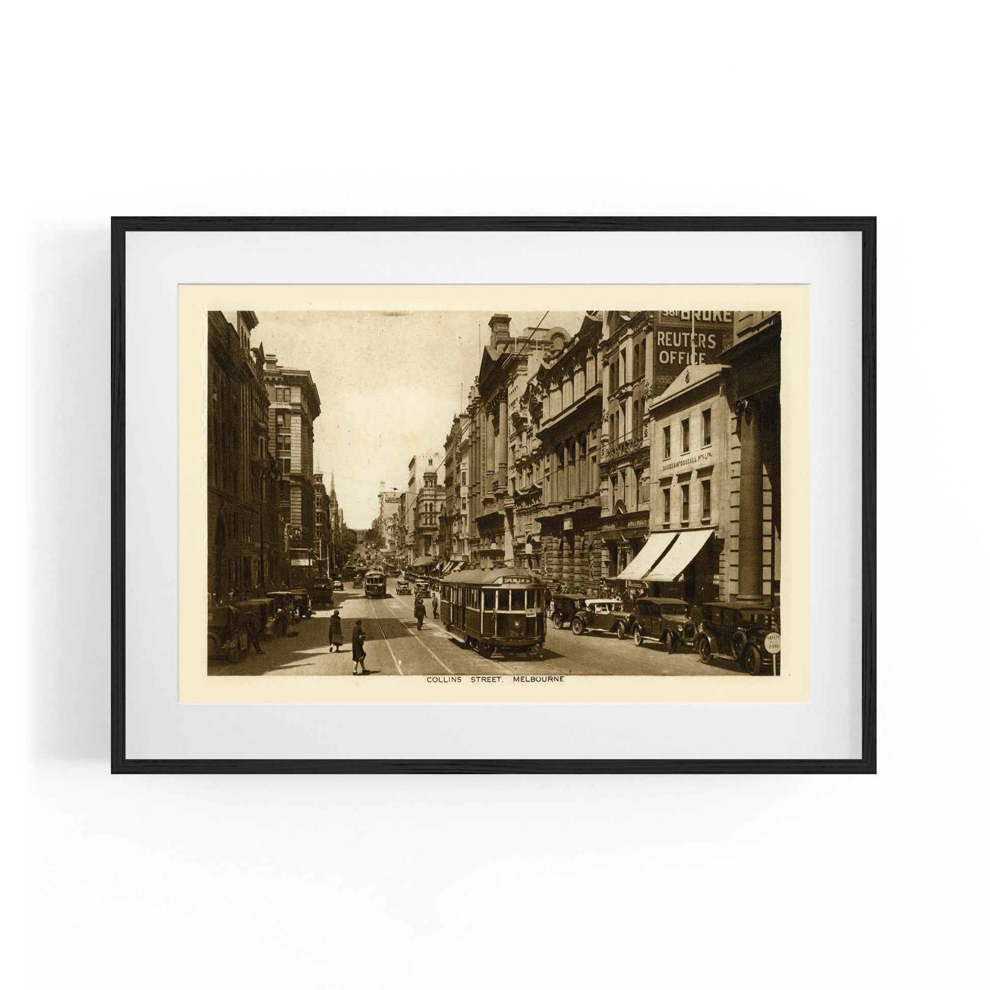 Collins St Melbourne Vintage Photograph Wall Art #1 - The Affordable Art Company