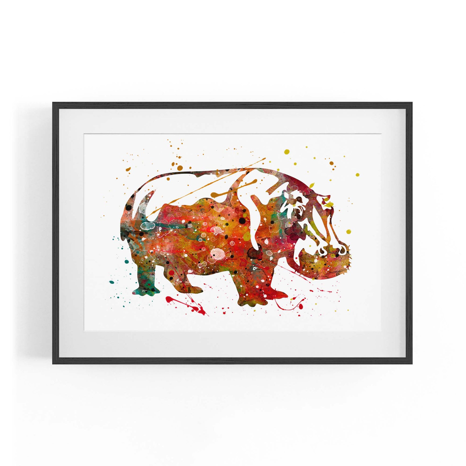 Watercolour Hippo Painting Animal Nursery Wall Art - The Affordable Art Company