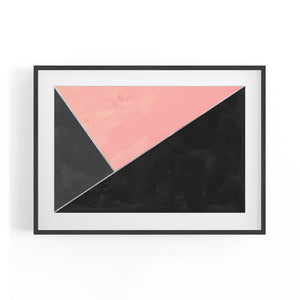 Abstract Pink and Black Geometric Minimal Wall Art - The Affordable Art Company