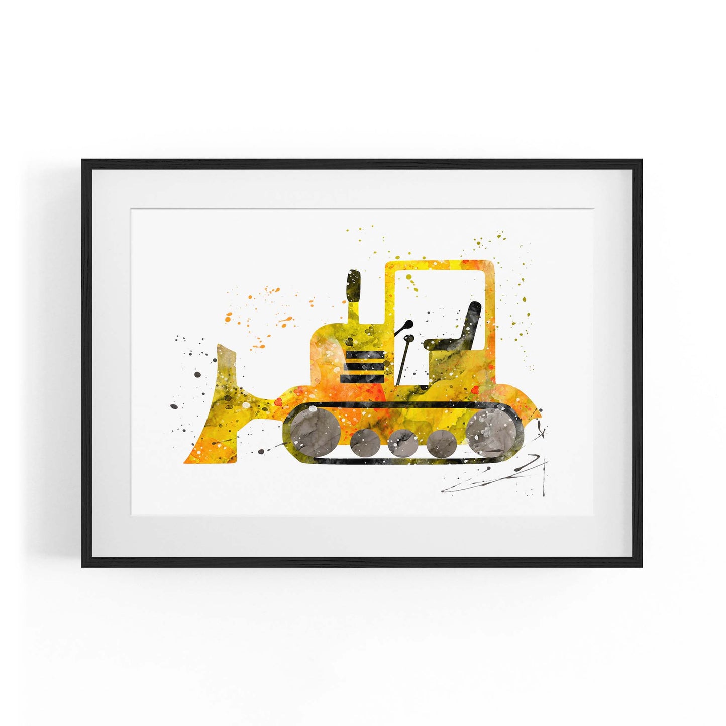 Yellow Digger Boys Bedroom Nursery Toddler Art #1 - The Affordable Art Company