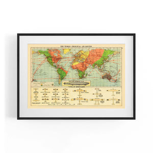 Vintage Air Routes Map Aviation Wall Art - The Affordable Art Company
