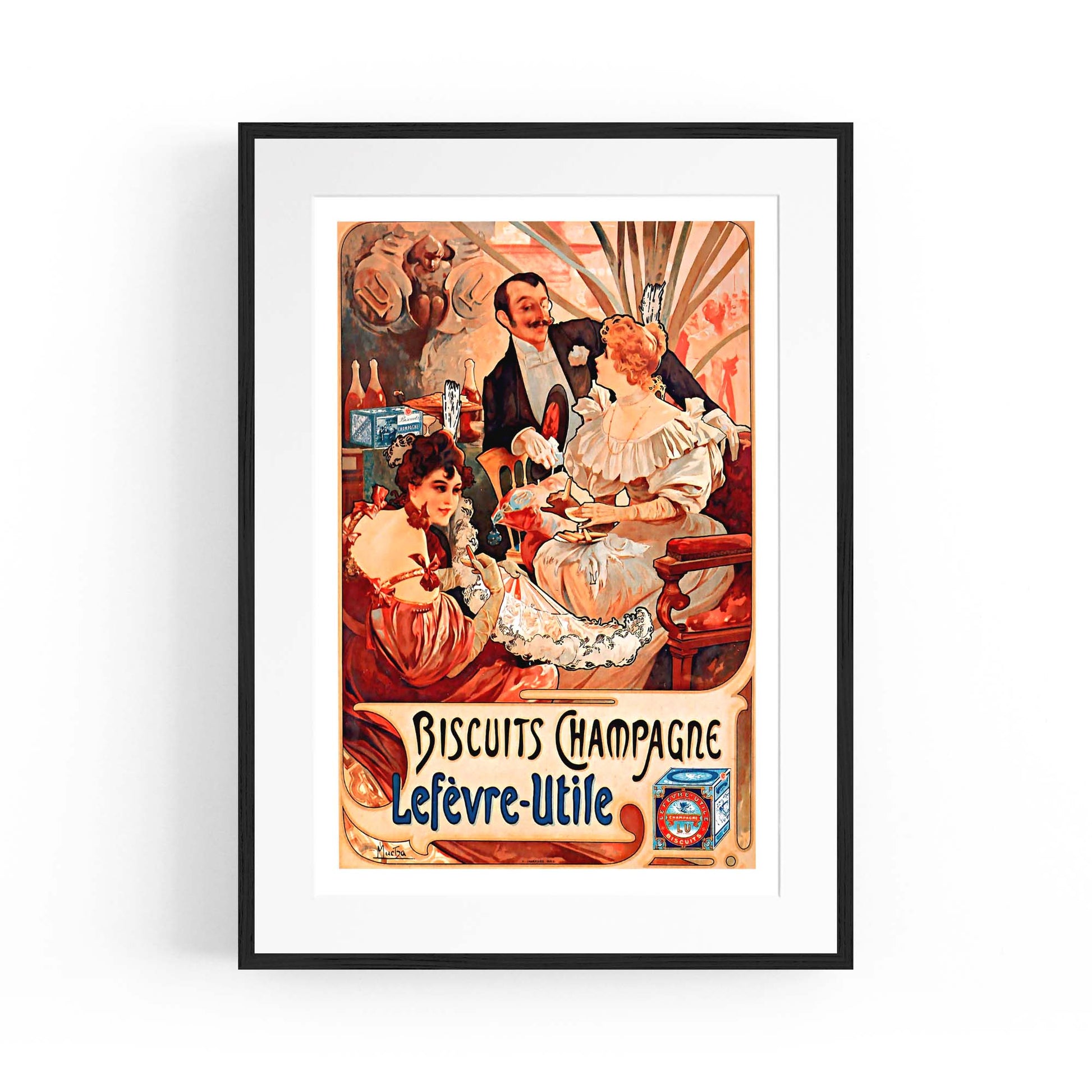 French Champagne & Biscuits Vintage Advert Art - The Affordable Art Company