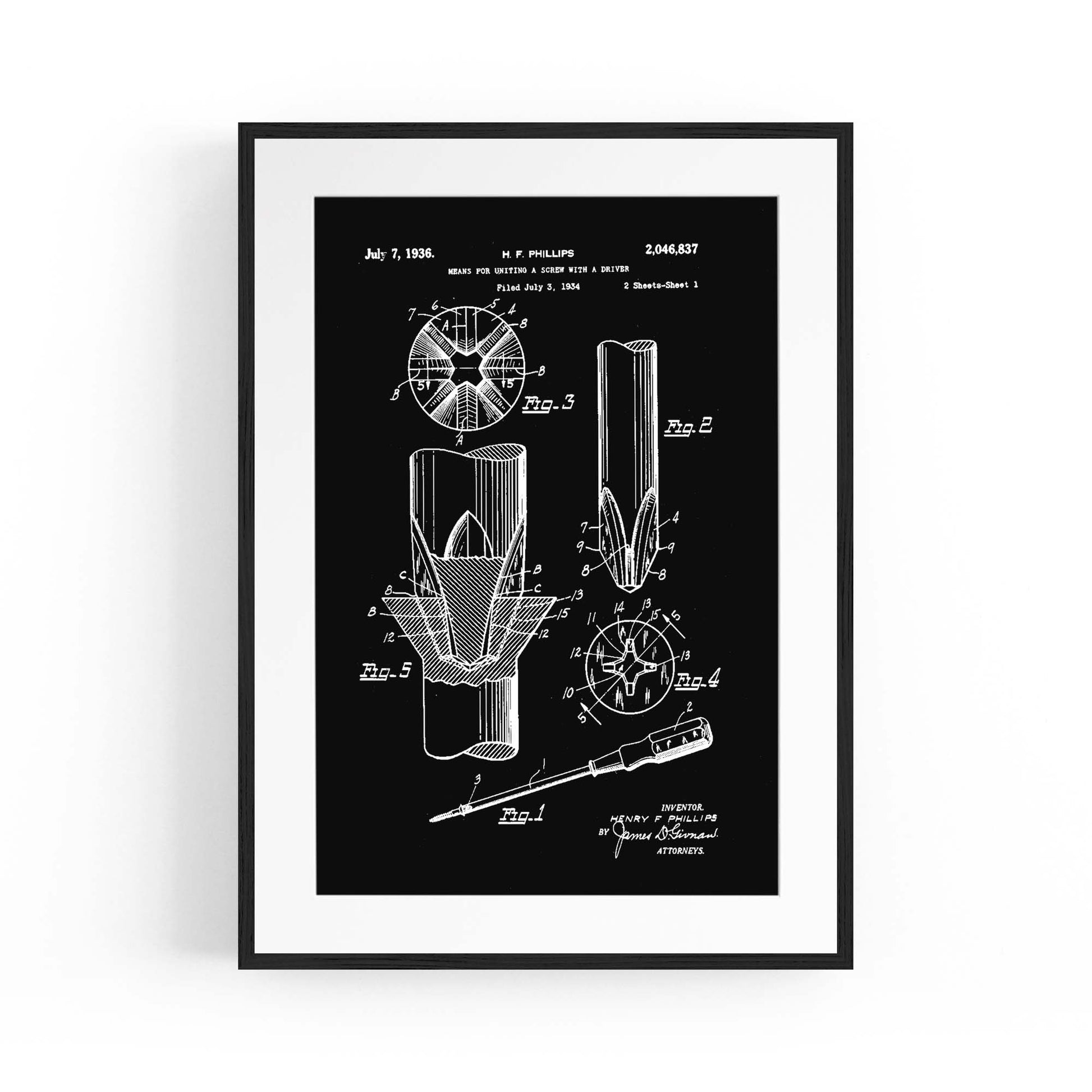 Vintage Phillips Screwdriver Patent Garage Wall Art #1 - The Affordable Art Company