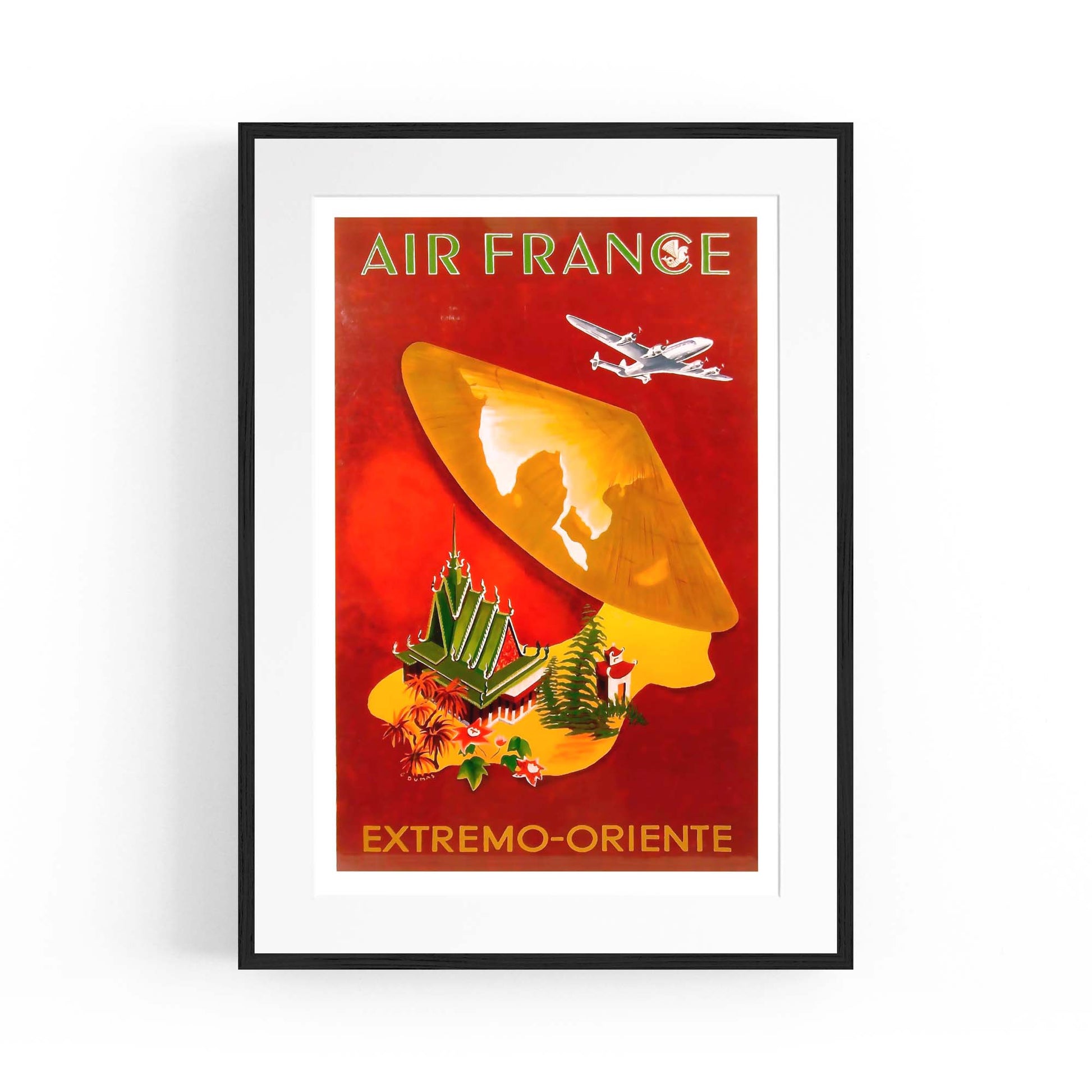 China by Air France Vintage Travel Advert Wall Art - The Affordable Art Company
