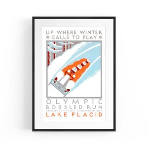 Olympic Bobsled Run Vintage Sports Advert Wall Art - The Affordable Art Company