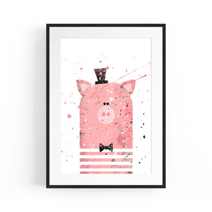 Pink Pig Nursery Cartoon Cute Animal Baby Wall Art - The Affordable Art Company