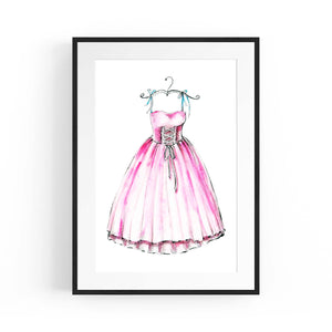 Pink Ballet Dress Girls Bedroom Ballerina Wall Art - The Affordable Art Company